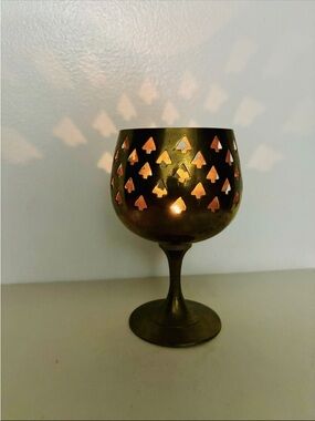 Antique Vintage brass goblet-style candle tea light holder